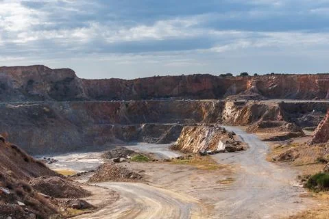 Open pit mine, used for the extraction of sand and gravel. Stock Photos