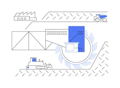 Open-pit mining abstract concept vector illustration. Illustrazione stock