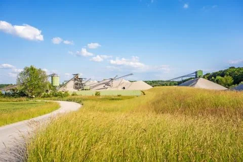 Open pit mining and processing plant Stock Photos