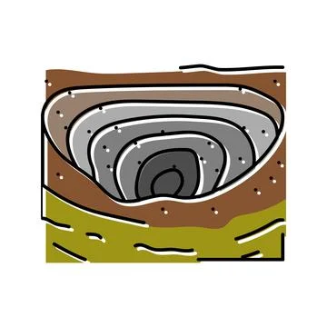 Open pit mining copper production color icon vector illustration Stock Illustration