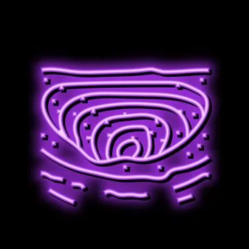 Open pit mining copper production neon glow icon illustration Stock Illustration