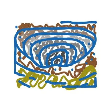 Open pit mining copper production icon doodle illustration Stock Illustration