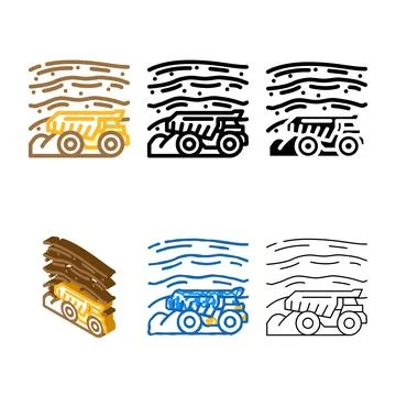 Open pit mining copper production color range icon vector Stock Illustration