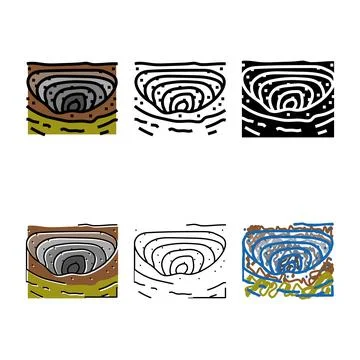 Open pit mining copper production color icon vector edition Stock Illustration