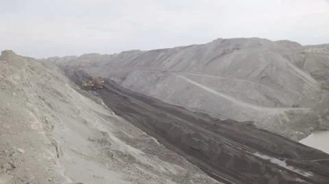 Open pit mining, development of trench excavator dragline Stock Footage 64255589