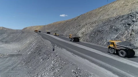 Open pit mining of natural resources and ores Stock Footage 128118159