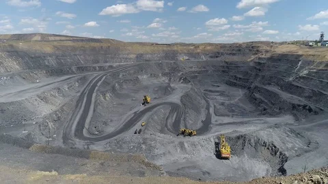 Open pit mining of natural resources and ores Stock-Footage 128118970