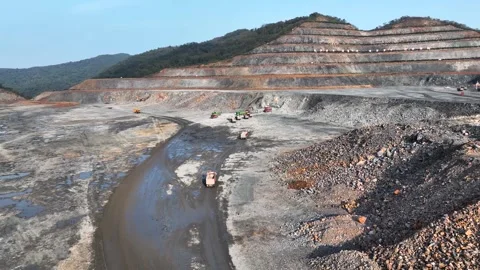 Open-Pit Mining Operation Site 4K Aerial Footage Stock Footage 319637137