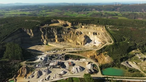 Open-pit Mining With Stepped Sides - aerial shot Stock Footage 259725897