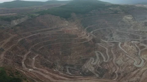 Open pit ore mining. Stock Footage 138262915