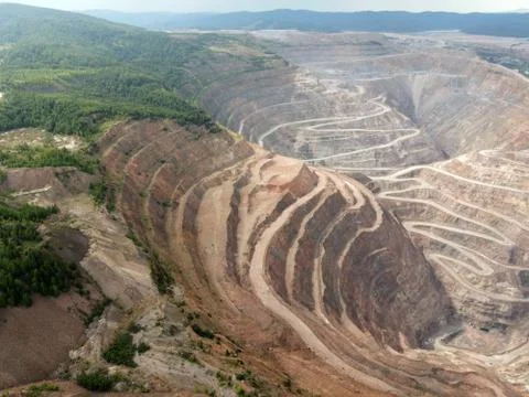 Open pit ore mining Stock Photos