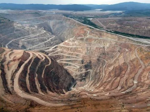 Open pit ore mining Stock Photos