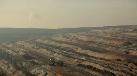 Open pit with power plant in background Stock Footage 39356843