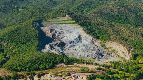 Open Pit Quarry In Palawan Philippines - Mining Across A Forested Hillside Stock Footage 344418274