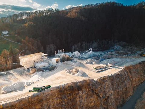 Open pit quarry, a small quarry somewhere in Europe Stock Photos