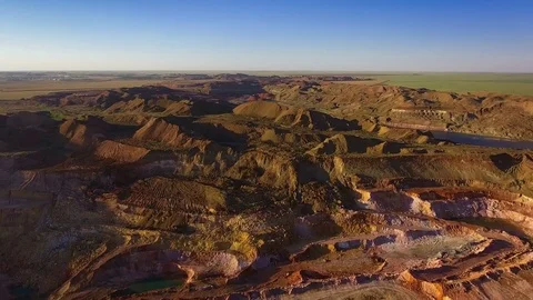 Open pit. Surface mining operations. Panorama Stock Footage 73457397