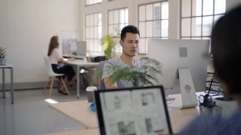 Open plan office space Stock Footage 71627299