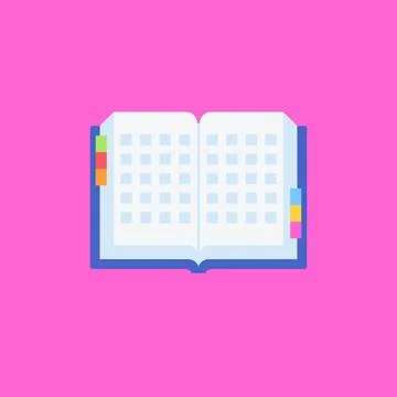 Open Planner Notebook Flat Minimal Vector Icon 스톡 일러스트