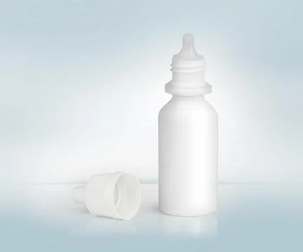 Open plastic container eye drop Stock Photos