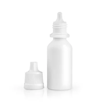 Open plastic container eye drop Stock Photos