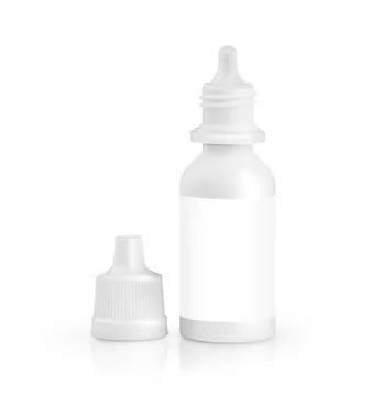 Open plastic container eye drop Stock Photos