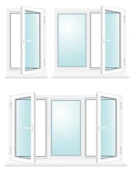 Open plastic glass window vector illustration Stock Illustration