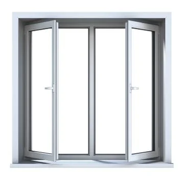 Open plastic window isolated on white background Stock Illustration