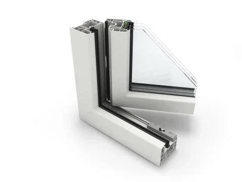 Open Plastic Window profile isolated on white Stock Illustration