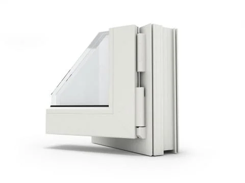 Open Plastic Window profile isolated on white Stock Illustration