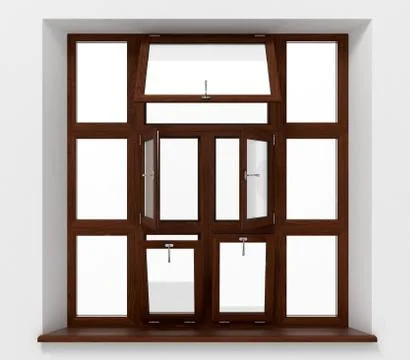 Open plastic window with wooden texture Stock Illustration