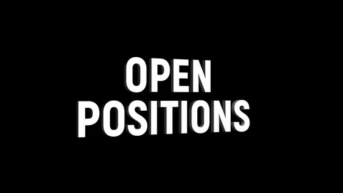 Open positions 3D Text 4k Animation on White Alpha Channel black Green Scre.. Stock Footage 313628057