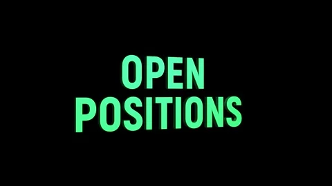 Open positions 3D Text 4k Animation on White Alpha Channel black Green Scre.. Stock Footage 313628060