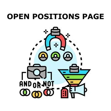Open positions page creating opportunity for job search Stock Illustration