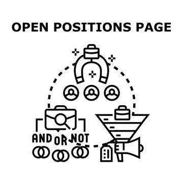 Open positions page creating opportunity for job search Stock Illustration