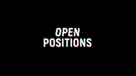Open positions text glitch animation effect abstract on black background Stock Footage 313020572