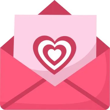 Open postal envelope with small heart shaped sticker; symbol of romance. Vector. Stock Illustration