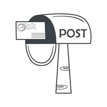 Open postbox with letter doodle sketch style 스톡 일러스트