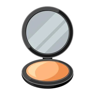 Open powder compact or make up. Illustration of object on white background in Stock Illustration