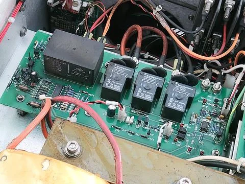 Open Power Relay Module Inside Electronics Cabinet. Stock Photos