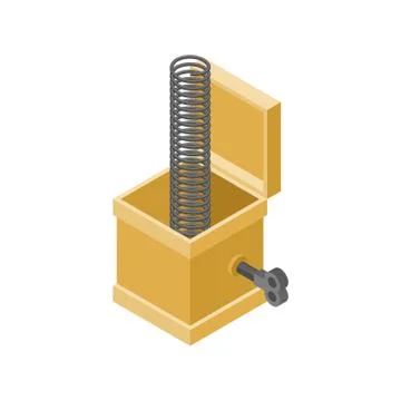 Open prank box Template. Funny prize Mokap. Toy for April Fools Day. Stock Illustration