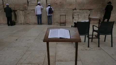 Open Prayer Book at Western Wall Stock Footage 56450222
