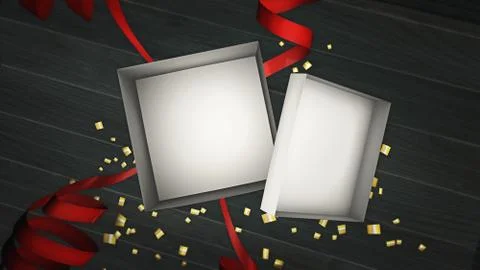 An open present box. An empty 3D rendering template to add your own text Ilustração Stock