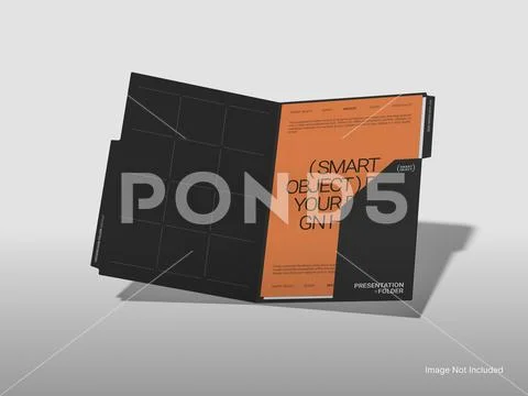 Open Presentation Folder Mockup with Documents PSD Template