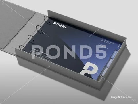 Open Presentation Folder Mockup with Tabs in a Box PSD Template