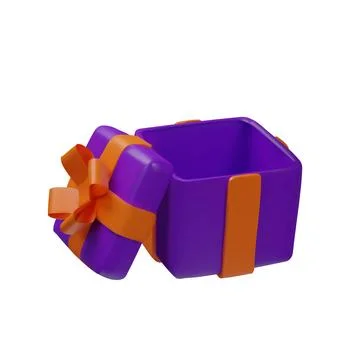 Open purple gift box Stock Illustration