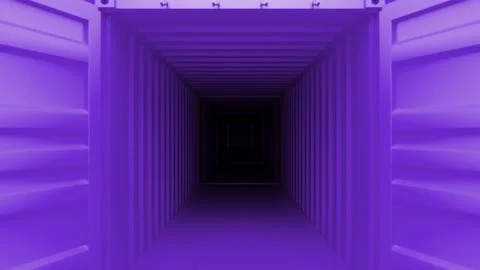Open purple intermodal container creating a tunnel effect Stock Illustration