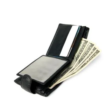 Open purse with dollars. Stock Photos