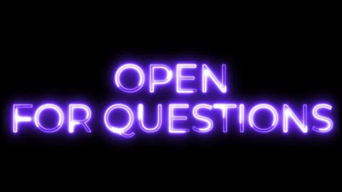 Open For Question Neon Text Animation | Q and A Session Motion Design Video stock 320391464