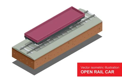 Open rail car for transportation of bulk cargoes. Stock Illustration