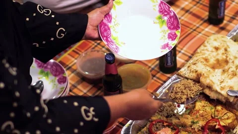 Open ramadan dinner 5 Stock Footage 152747847